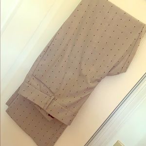 Grey dress pants with navy dots